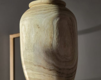 Large Wood Vase. Perfect for rustic glam and minimalist decor. Very sturdy perfect for medium spaces dried floral pampas vase neutral boho
