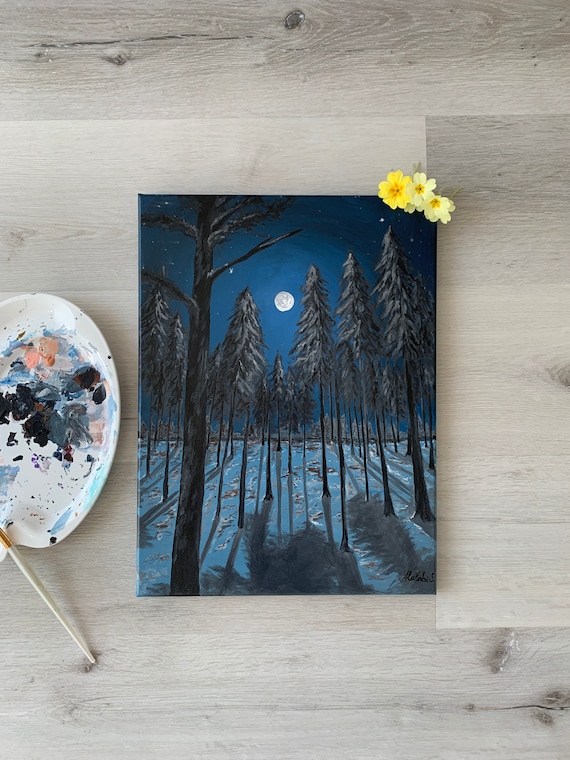 キャンバスドローイング『The forest at night』