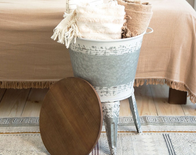 Farmhouse Table Blanket Storage End Tables Accent Table Etsy