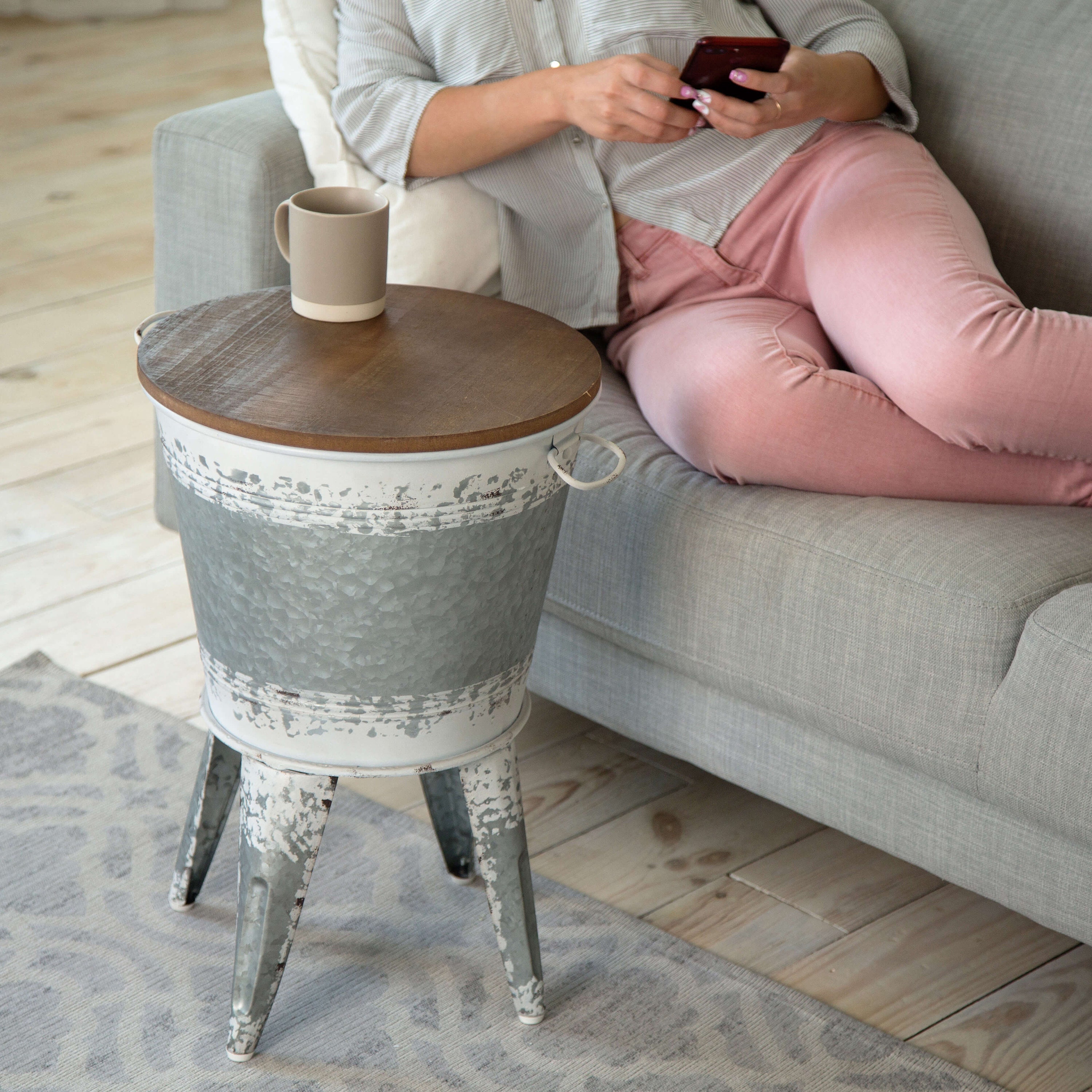 Farmhouse Table Blanket Storage End Tables Accent Table Etsy