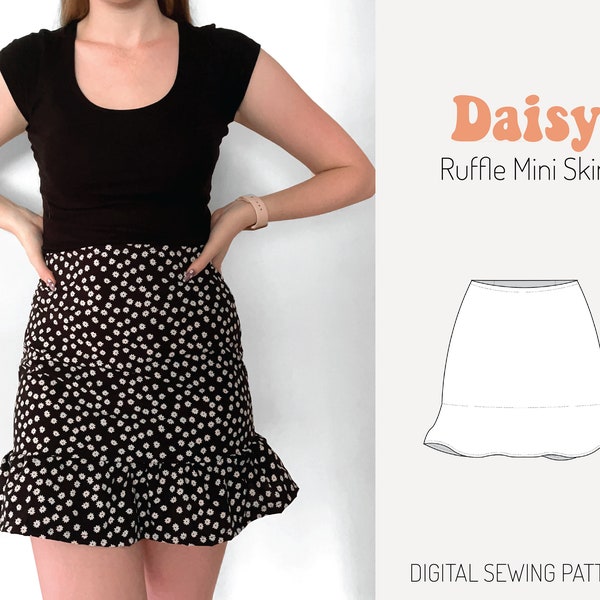 Daisy Ruffle Mini Skirt || Instant Download Digital PDF Sewing Pattern || Sizes XXS-XL || 2 Printable Page Sizes