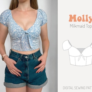 Molly Milkmaid Top || Instant Download Digital PDF Sewing Pattern || Sizes XXS-XL || 2 Printable Page Sizes