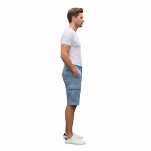 Vintage blauwe cargoshort - 100% katoen Heavy Drill - Distressed Utility Shorts - Gorpcore Aesthetic - Zomer vrijetijdskleding heren cadeau voor hem afbeelding 5