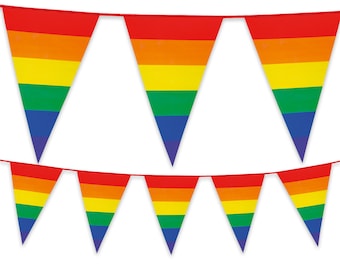 Rainbow LGBT Multicoloured Triangle Bunting 12 flags 5 metre Long Bunting