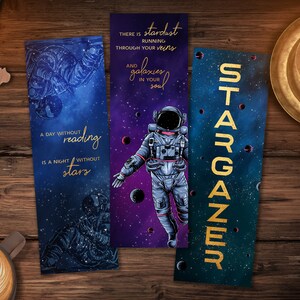 Galaxy Bookmarks, Set of 3 Printable Bookmark Quotes, Book Lover Gift, Magical Bookmarks, Instant Digital Download, Celestial Bookmarks