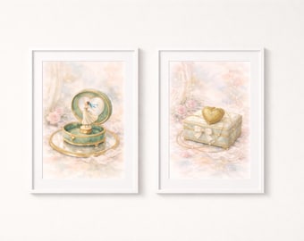 Golden Keepsakes Wall Art Collection | Vintage Nursery Prints | Elegant Storybook Décor- Digital Download
