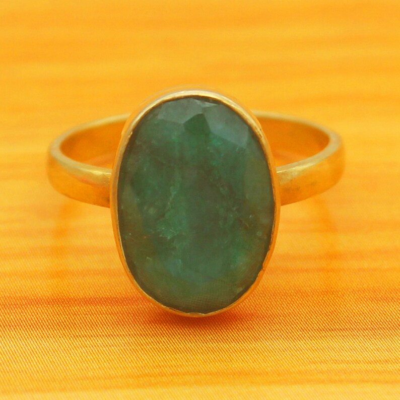 Solid Gold Jewelry Natural Emerald Gemstone Handmade Ring 9k Etsy