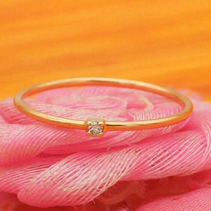 Solid Gold Jewelry Natural Diamond Ring Birthstone Ring 9k 14k 18k 22k Gold Ring Gemstone Jewelry Minimalist Ring Gift For Her