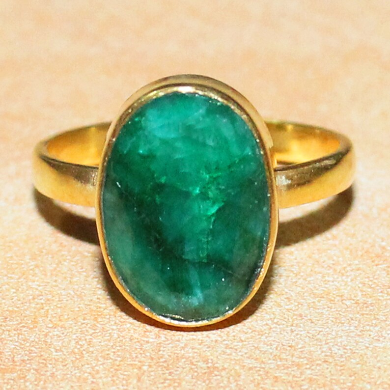 Solid Gold Jewelry Natural Emerald Gemstone Ring 9k 14k 18k Etsy