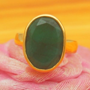 Solid Gold Emerald Ring Birthstone Ring 9k 14k 18k 22k Gold Jewelry Gift For Women
