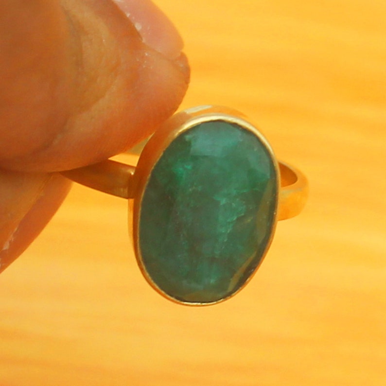 Solid Gold Jewelry Natural Emerald Gemstone Handmade Ring 9k Etsy