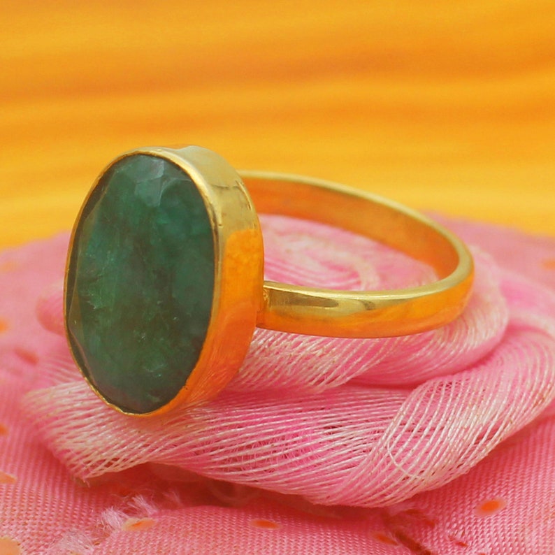 Solid Gold Jewelry Natural Emerald Gemstone Handmade Ring 9k Etsy