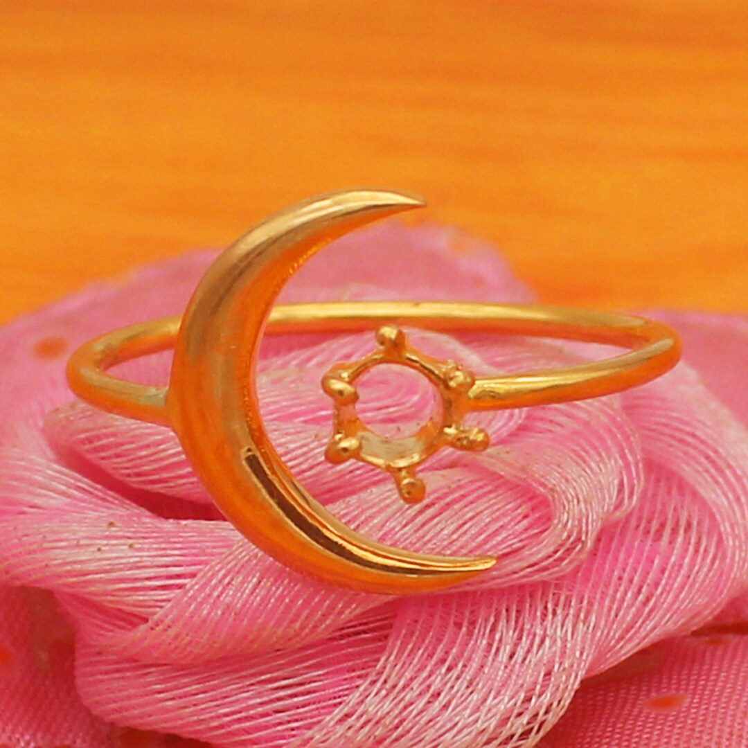 Solid Gold Jewelry Ring Blank Size 4x4 Mm Round Prong Setting Jewelry