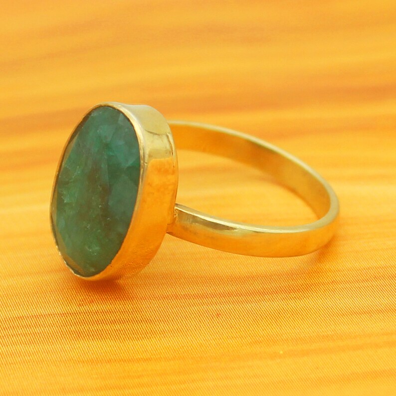 Solid Gold Jewelry Natural Emerald Gemstone Handmade Ring 9k Etsy
