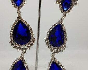 Blue pageant earrings Clearance