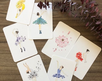 Carte ballerines florales aquarelle print