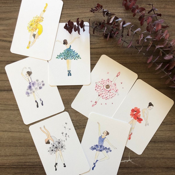 Carte ballerines florales aquarelle print