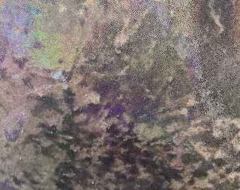 Iridescent Black Velvet Fabric, Metallic Foil Stretch Mystique, Sold by Yard