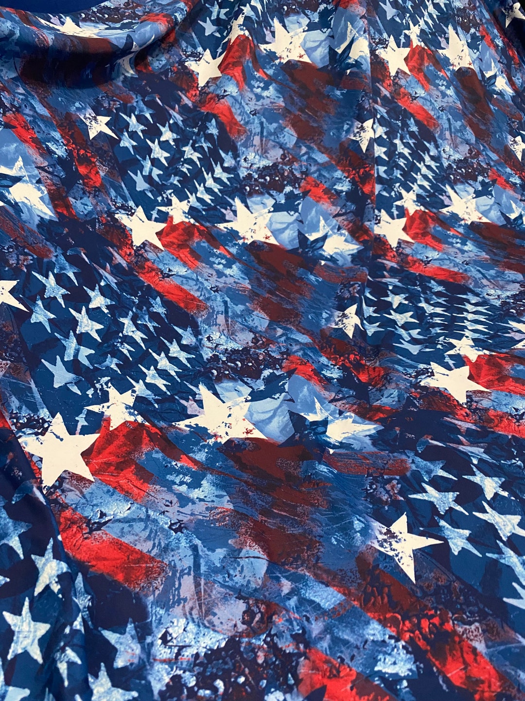 New Patriotic Tie Dye/distressed American Flag Print on Nylon Spandex ...