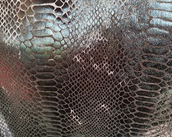 Black snake skin on stretch velvet four way stretch fabric sold by the yard