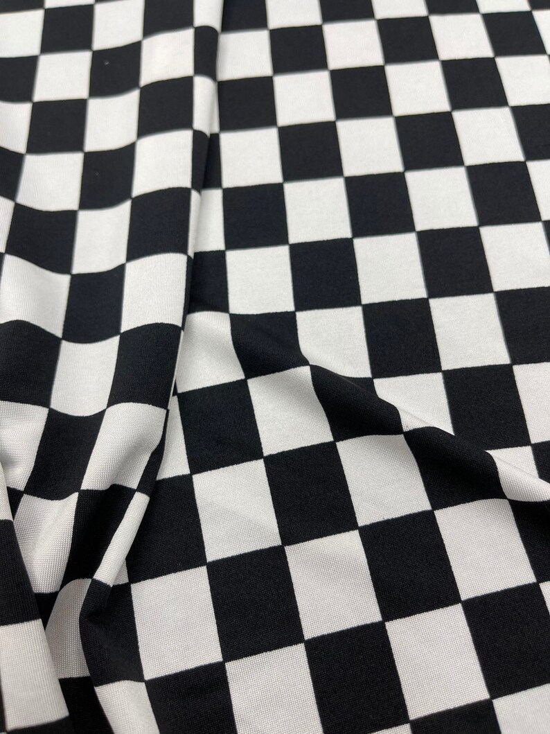 Black andWhite Checkers 1 inch Checkered Fabric Sold By the | Etsy