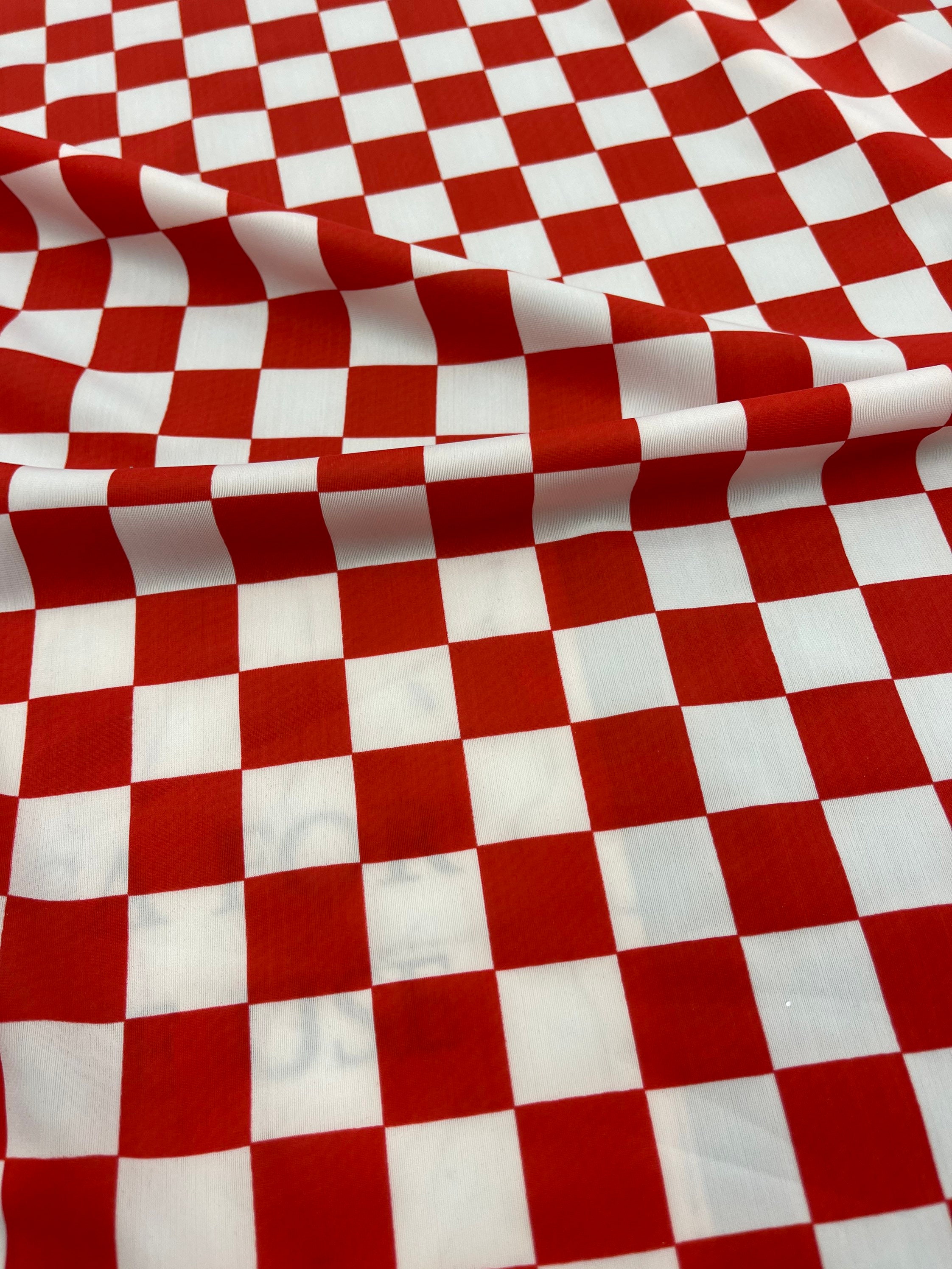 Red andWhite Checkers Checkered Fabric Sold By the Yard Nylon | Etsy