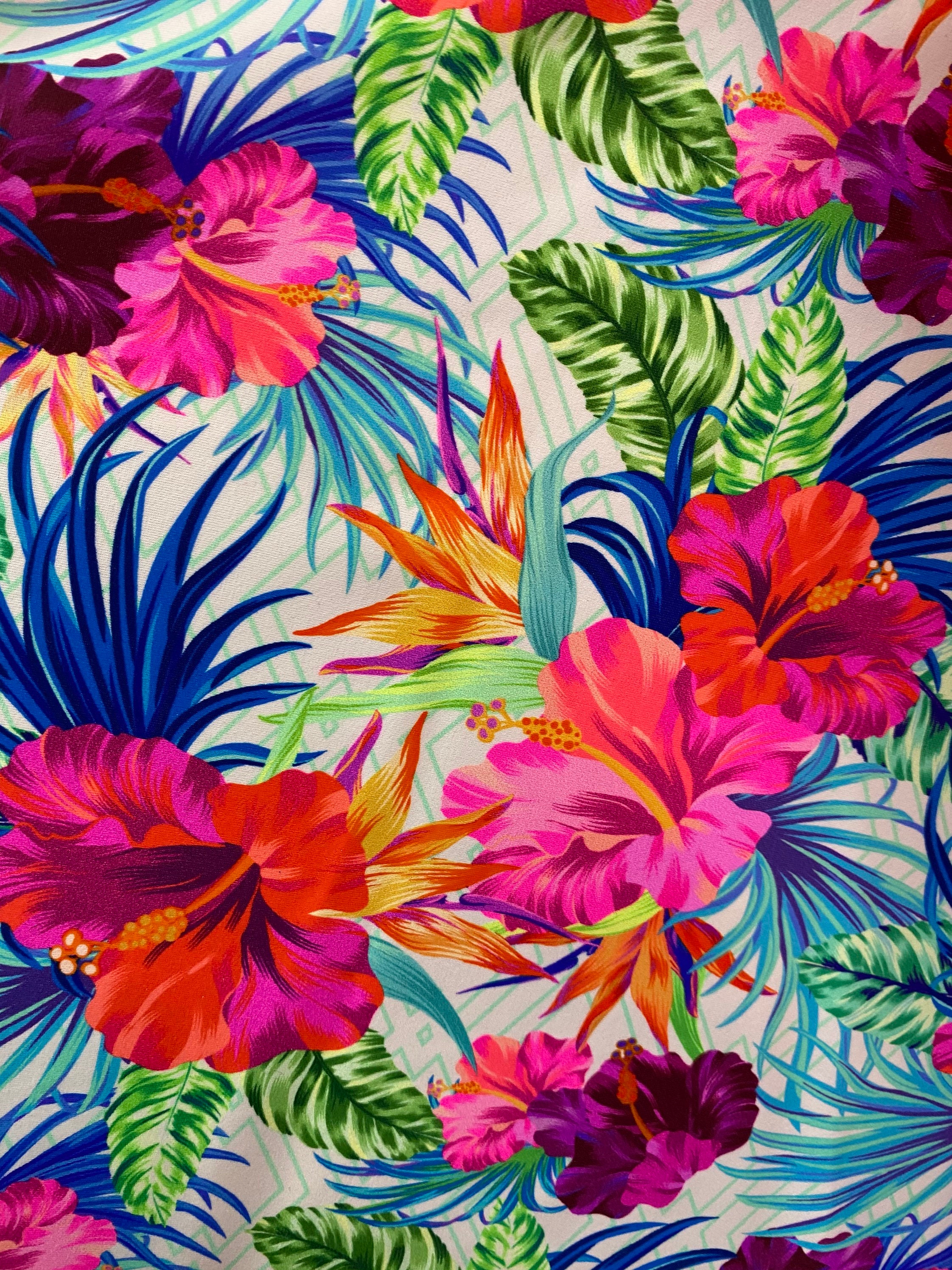 Hawaiian flower print fabric Etsy
