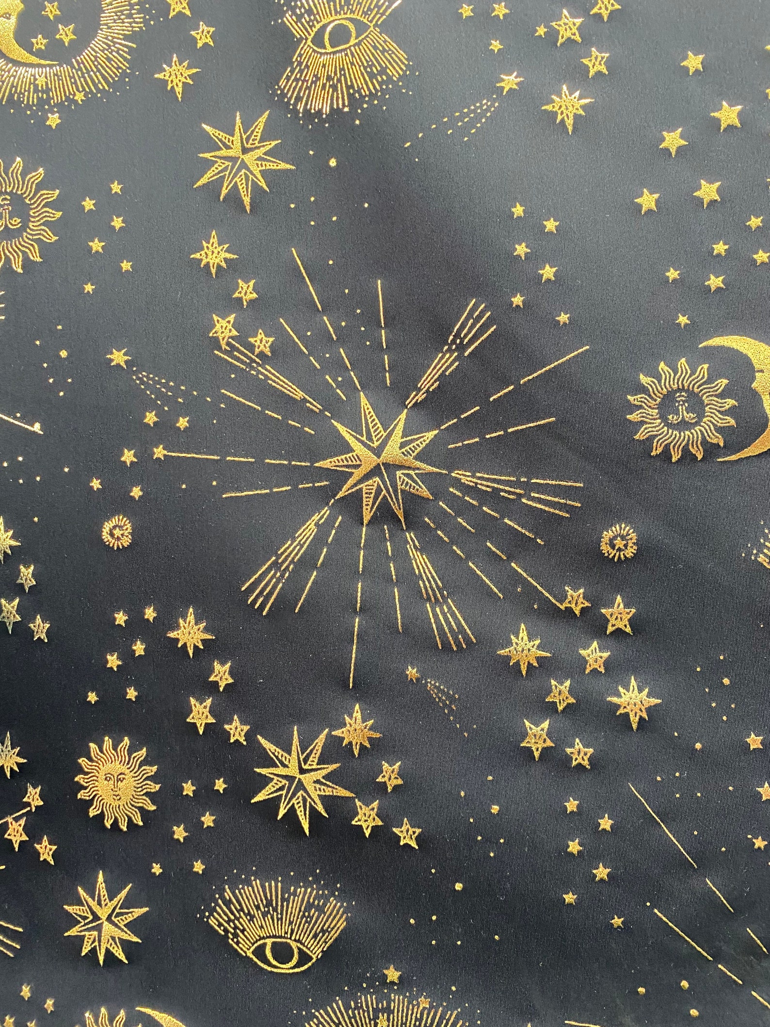 NEW Metallic Gold Celestial Cosmos Print on Black Spandex Etsy