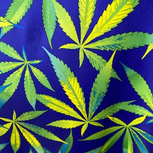 Tela con estampado de hojas de cannabis, nailon y elastano elásticos en cuatro direcciones, se vende cortada a medida.