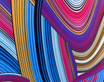 Sweater Fabric Loose Knit Jersey Fabric Colorful Geometry Rainbow Color by the Yard