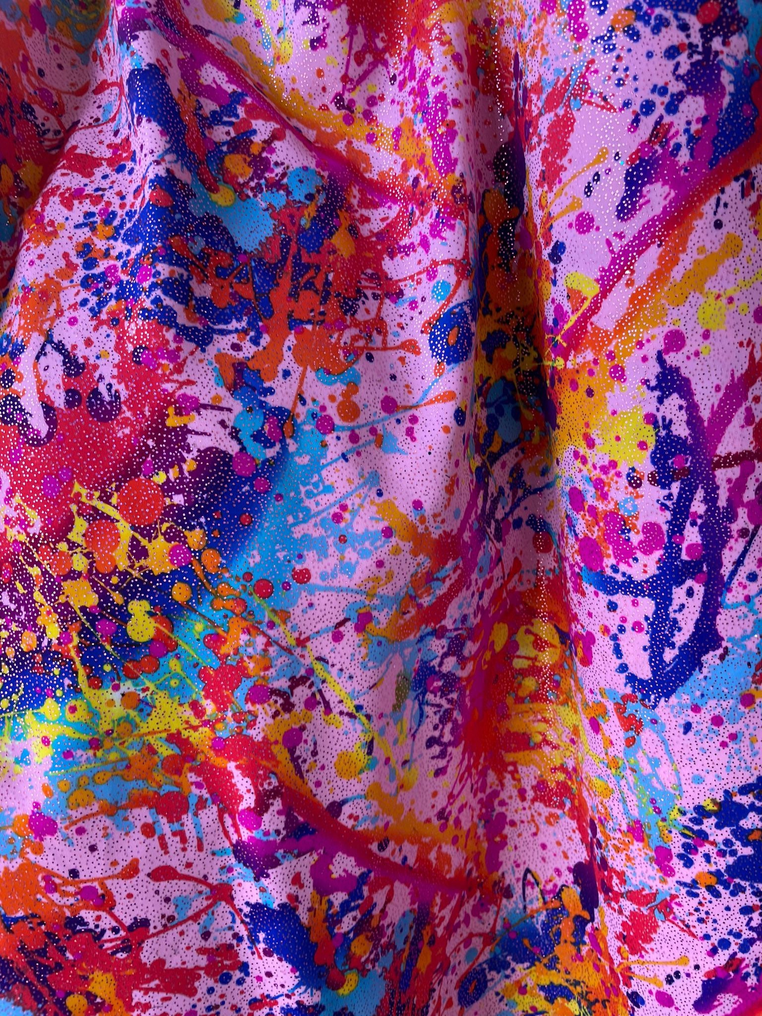 Graffiti Paint Splatter Design With Foil on Nylon Spandex