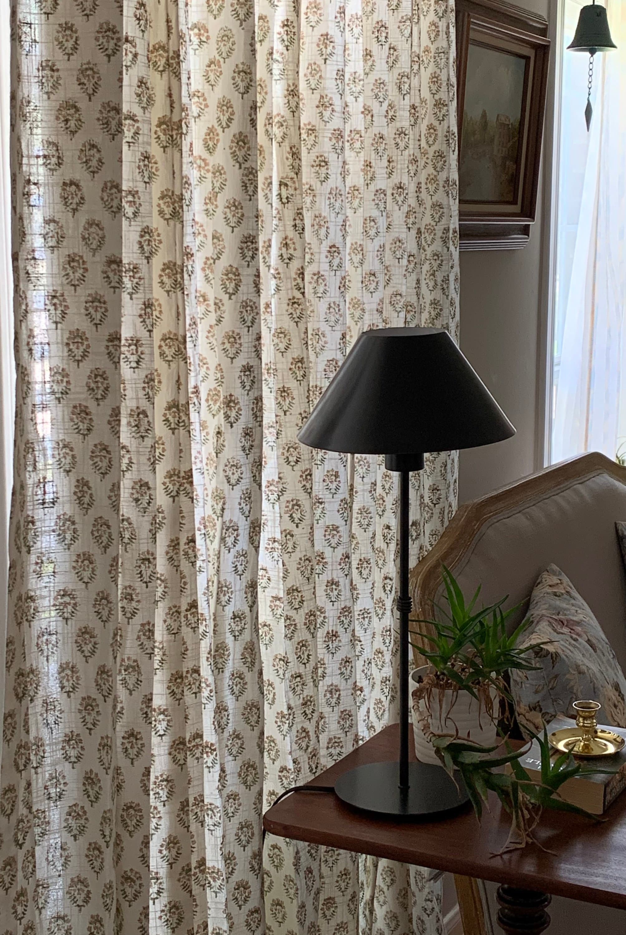 Pinch Pleat Curtains White Curtains Printed Curtains Block Print Living  Room Bedroom Curtains 
