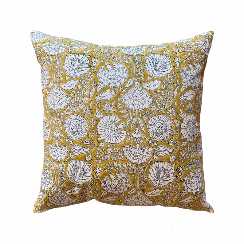 Marigold pillow covers fall pillow covers block print pillows handmade home decor mustard cushions living room decor lumbar pillow image 3