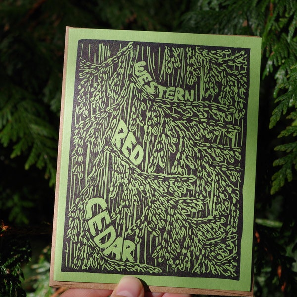 Western Red Cedar Linoleum Print Greeting Card