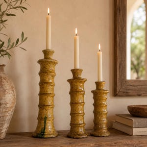 yellow Tamegroute candle holder, Handmade candle