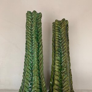 Natural candle holder, Green candles terracotta