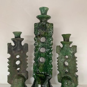 Boho green Tamegroute candle holder