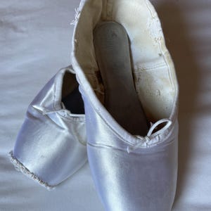 Rare White Ballet Point Shoes Used Arts and Crafts Romantic Decor Nursery Decor Shabby Chic Satin Fairytale Girls Dream