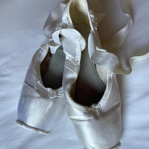 Rare White Ballet Point Shoes Used Arts and Crafts Romantic Decor Nursery Decor Shabby Chic Satin Fairytale Girls Dream