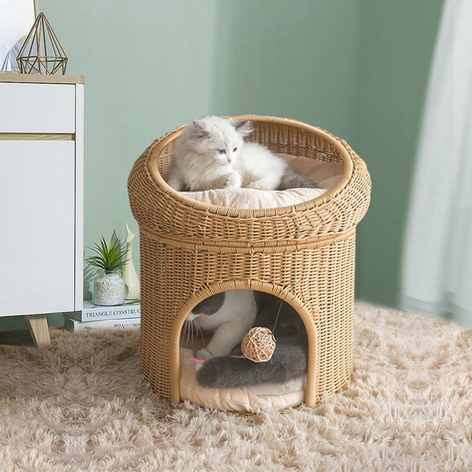 Modern Large Cat Rattan Egg Pet Bunk Bed Wicker Lounge Chair Etsy