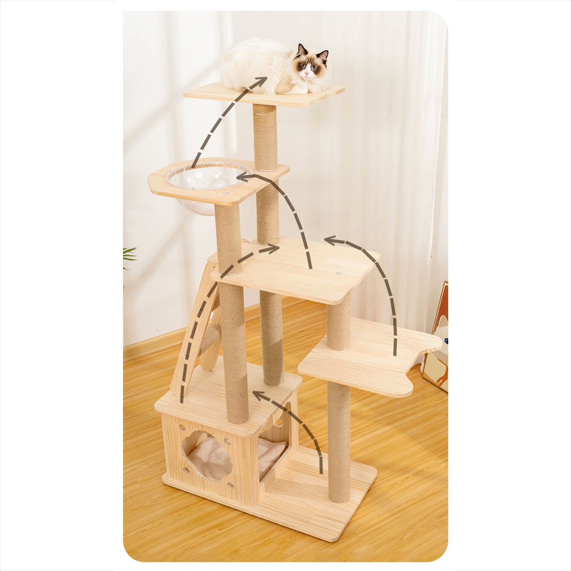 Large Cat Climbing Tower with Scratching Post Sisal RopeSolid Etsy