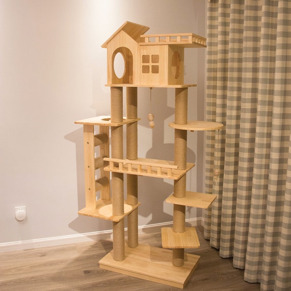 Large Cat Climbing Tower with Scratching Post Sisal RopeSolid Etsy
