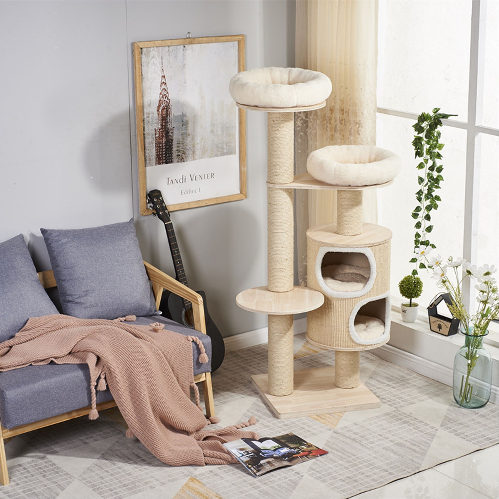 Large Cat Climbing Tower with Scratching Post Sisal RopeSolid Etsy