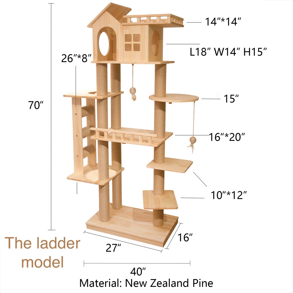 Large Cat Climbing Tower with Scratching Post Sisal RopeSolid Etsy