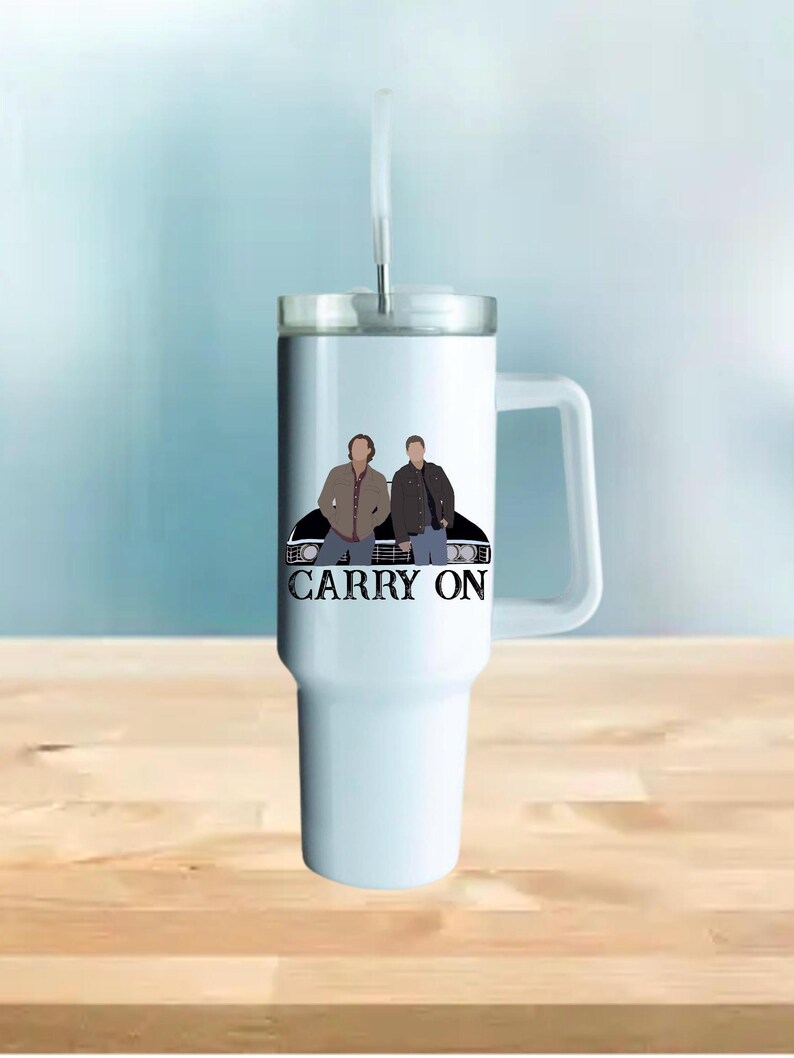 Carry on 40 Oz Tumbler With Handle Etsy