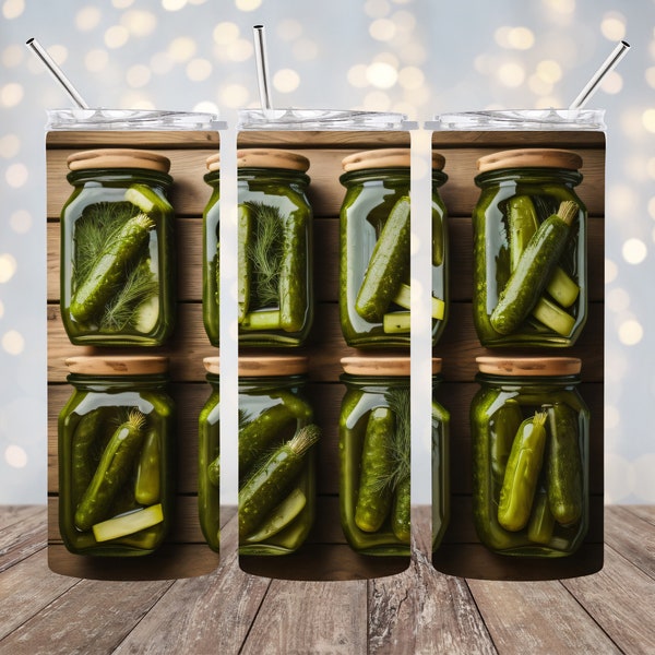 Dill Pickles Jars 20 oz TumblerWrap Digital PNG