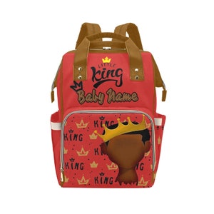 Little King Black boy Joy Backpack Personalized Diaper Clothing Bottles Bag Print RB Baby Shower Gift Mommy Daddy African American