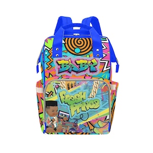 Fresh Prince Boy Baby boy Backpack Personalized Diaper Clothing Bottles Bag Print RB Baby Shower Gift Mommy Daddy African American