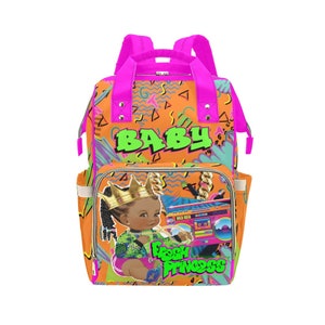 Fresh Princess Baby Girl Backpack Personalized Diaper Clothing Bottles Bag Print RB Baby Shower Gift Mommy Daddy African American