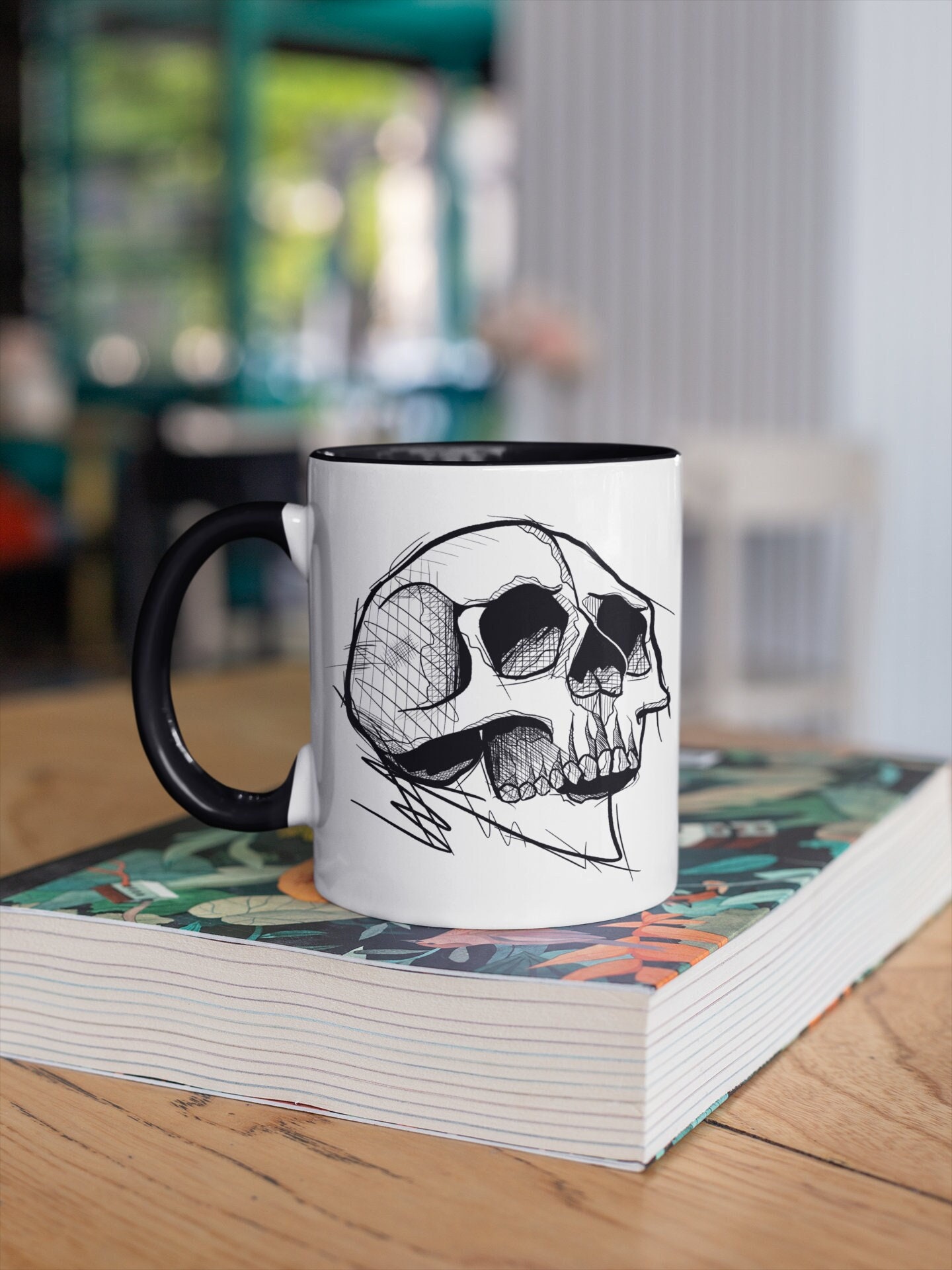 Mug Tasse Tête de Mort Crâne Tattoo Tatouage Sketch